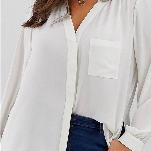 ASOS Curve Tops - Sheer ASOS Curve White Blouse